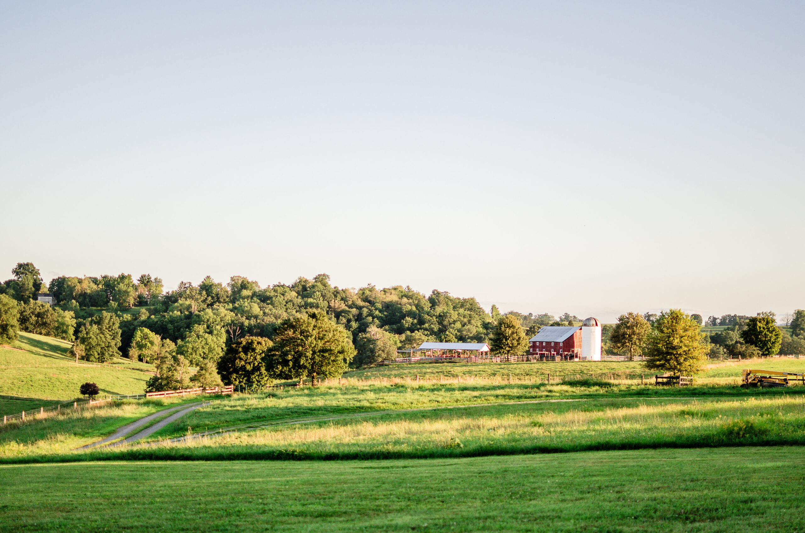 Scenic view from the farm, rolling farmlands and grassy hills